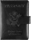 Sizobi Passport Holder for Travel, RFID Passport Cover Wallet for Women Men, Leather Passport Book Card Holder Case for International Travel Must Haves Accessories, Cruise Ship Essentials Gifts, Black