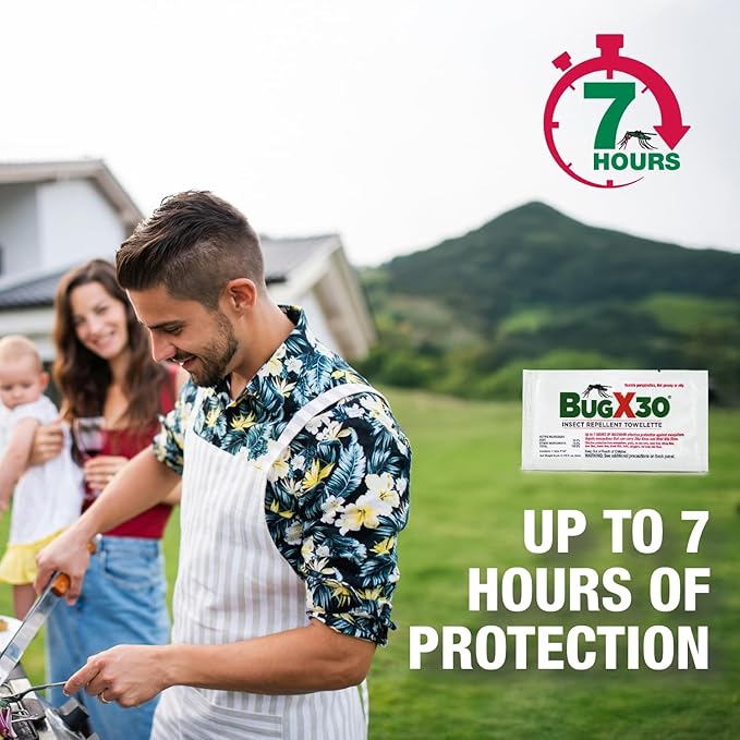 CoreTex Bug X 30 Mosquito, Tick, & Insect Repellent Wipes with 30% DEET - Pack of 100 Single-Use Bug Repellent Wipes for Up to 7 Hours of Reliable Protection Against 12 Types of Biting Insects