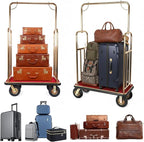Generic Hotel Luggage Cart Wagon 39Lx19Wx68H Inch Lobby Trolley Luggage Carts Up to 881LBS 8-inch Silent Rubber Casters Carpet Deck Bumper Rails for Commercial Use Condos Resorts