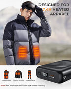 7.4V 20000mAh Heated Vest Battery Pack Compatible with ORORO, Battery Pack for Heated Vest with LED, Rechargeable Power Bank for Weamest, for XINSONYUELL, for TODWARM, for Vestego