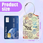 3 Pack Retro Travel Stamp Luggage Tags for Suitcase Travel Stickers PU Leather Luggage Tag Privacy Cover ID Label for Women Men Baggage Backpack Handbag School Bag