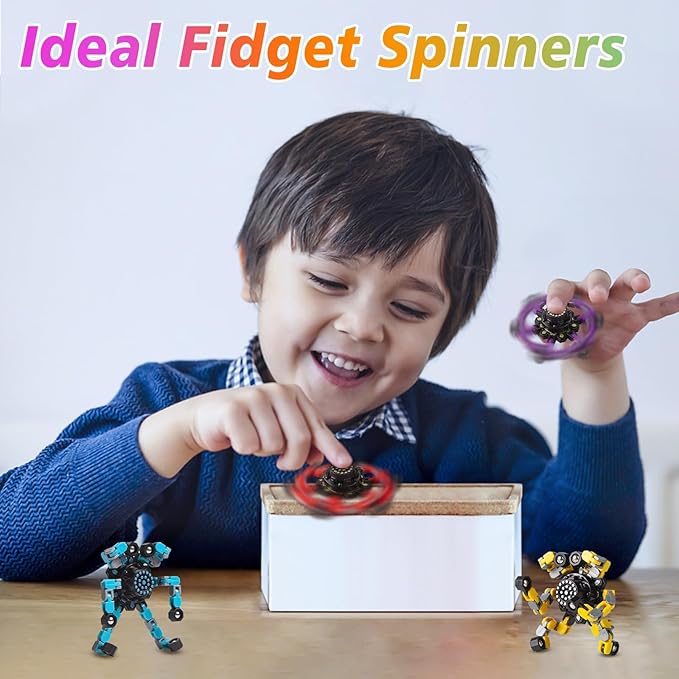 Gokeey Transformable Fidget Spinners for Kids and Adults Stress Relief Sensory Toys for Boys and Girls Fingertip Gyros for Kids Classroom Birthday Party Favors