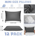 Kigley 12 Pack Mini Pillows for Daycare 9.1 x 13.8'' Small Travel Pillow Bulk Soft Breathable Cotton Pillow for Nap Travel Pet Neck Lumbar Purse Insert(Dark Gray)