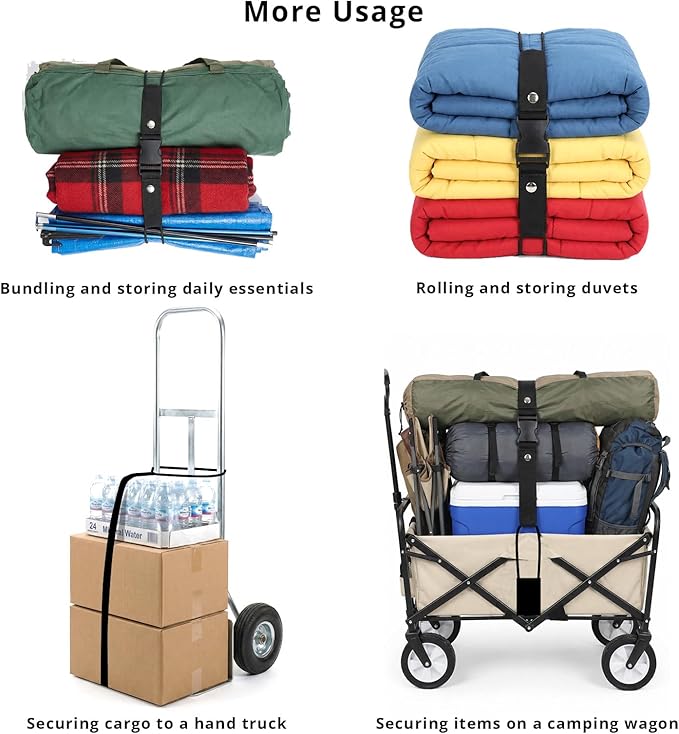 Luggage Straps 3 PCS for Suitcases TSA Approved 2 Short & 1 Long Adjustable Straps with Elastic Thick Rope for Connecting Suitcases and Bags Stably with a Strap Buckle and a Bottle Clip, Black