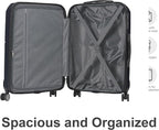 3-Piece Luggage Set 3 (20"/24"/28"), Hardside Suitcases with 8 Spinner Wheels, Scratch-Resistant ABS Shell, set2, set3 Travel Suitcase, TSA Lock (Minimalist Design, Dark Blue)