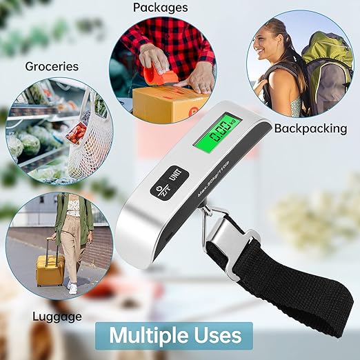 Digital Luggage Scale,3 Pack Luggage Weight Scale,110LB Handheld Digital Hanging Scales,Baggage Scale with Backlit LCD Display,Portable Suitcase Weight Scale with Hook for Travelers,Battery Included