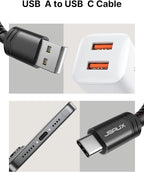 JSAUX USB C Cable 4-Pack [10ft+6.6ft+3.3ft+3.3ft], USB A to Type C Fasting Charging Cord Compatible with iPhone 16/16 Pro/16 Pro Max/15, Samsung Galaxy S24 S23 S22 Note 20 10 Black