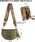 Black and White Checkered Crossbody Bag Bum Bag for Women,Spacious Checkered Purse Fanny Packs Belt Bag