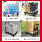 Platform Trucks Push cart Foldable, Push cart Heavy Duty, Hand cart,Suitable for Luggage, Shopping, Travelling, Moving and Office (Color : Black, Size : 70 * 42cm(A))