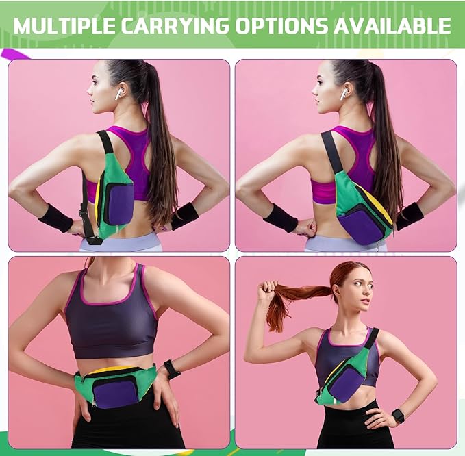 Abbylike 4th of July Fanny Packs Adjustable Waist Bags Party Outfit Accessories for Women Men Travelling Outdoors Cycling(Mardi Style,6 Pcs)