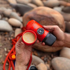 WACACO Nanopresso Portable Espresso Maker Bundled with Protective Case, Upgrade Version of Minipresso, Mini Travel Coffee Machine, Perfect for Camping, Travel and Office (New Elements Lava Red)