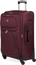 SWISSGEAR Sion Softside Expandable Spinner Luggage Durable Lightweight Travel Suitcase, Merlot, Checked-Medium 25-Inch