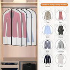 Garment Bags Clear Suit Bag for Closet Storage Hanging Clothes Dress Cover Bags (40" 12pcs-Black Edges)