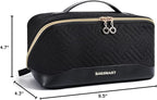BAGSMART Makeup Bag Cosmetic Bag, Travel Makeup Bag,Water-resistent Makeup Bags for Women Portable Pouch Open Flat Make Up Organizer Bag for Toiletries, Brushes Black