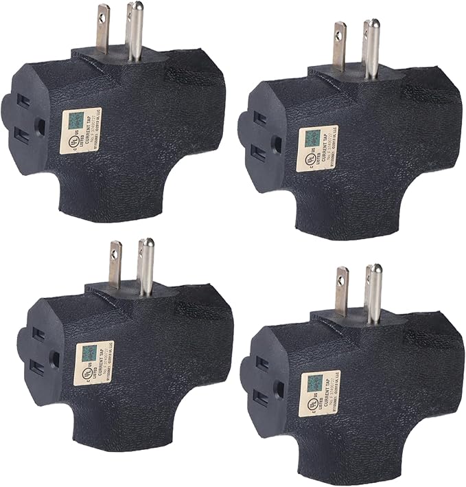 3 Way Plug Adapter - UL Listed - Outdoor Outlet Splitter 3 Prong - Electrical Outlet Extender, Wall Outlet Expander, Outdoor Heavy Duty Triple Plug Outlet Adapter
