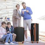 3 Piece Luggage Set, Hardside Suitcase with Spinner Wheels, TSA Lock & Expandable Hard Shell, Carry on and Checked Luggage for Travel, Maletas de Viaje for Men & Women(Black Brown 3 Sets, 20/24/28")