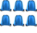 PLULON 6 Pcs Drawstring Bags Bulk Blue Drawstring Backpack String Backpack Cinch Sack Sport Gym Bags for Yoga Traveling Outdoor Sports