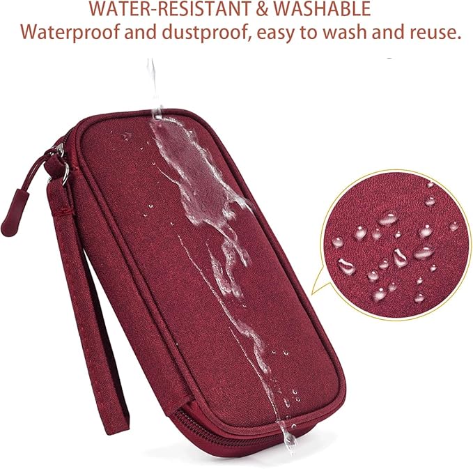 CAAORDKSO Electronic Cord Organizer Travel Case, Electronic Organizer Pouch Bag, Cable Organizer bag Pouch Electronic Accessories Case for Cable, Cord, Charger, Phone, Power Bank, Earphone (Wine Red)
