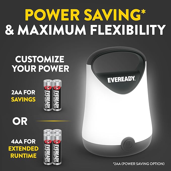Eveready LED Camping Lantern X-250 (2-Pack), Super Bright Tent Lights, Rugged Water Resistant LED Lanterns, 100 Hour Run-time (Batteries Included), Black