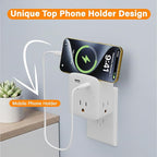 Multi Plug Outlet Extender with USB Cable(3.3FT USB A to C Cord, 3.3FT USB C to C Cord), 3-Sided Power Strip with Lip, Small Wall Tap Plug Splitter for Cruise Dorm Essentials Home Office, ETL Listed