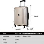 20 Inch Lightweight Expandable Carry On Luggage, PC Hardside Suitcase with Spinner Wheels & TSA Lock, Carry-on 20-Inch, Champagne