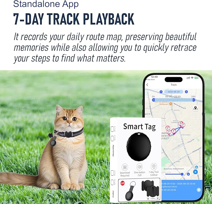 Car GPS Tracker for Vehicles - Hidden Tracking Devices for Cars, No SIM Card Required, Available for Android and iOS, Car Vehicle Tracking Device for Car, Wallet, Pet (Black)