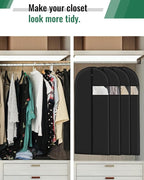 Garment Bags for Hanging Clothes 8 packs Washable Black Suit Bags for Closet Storage and Travel with Clear Window (43 inches)