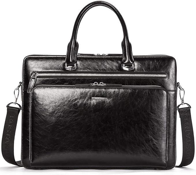 BOSTANTEN Briefcases for Men Messenger Bag Genuine Leather Laptop Bag 15.6 inch Office Work Tote for Buisness Travel