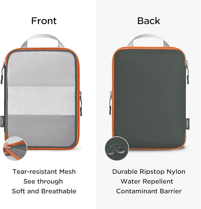 Cipway Compression Packing Cubes, See Through Mesh Luggage Organizer Bags, Travel Essentials for Carry on Suitcase with Laundry Bag and Clear Toiletries Bag（6Pcs,Grey）
