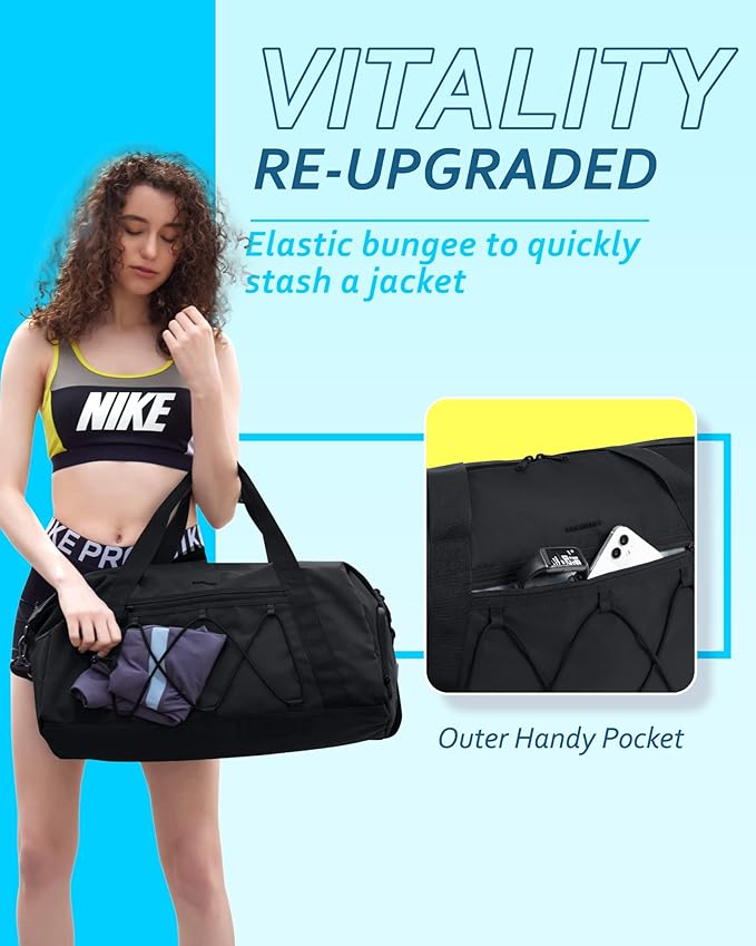 BAGSMART Small Gym Bag With Shoe Compartment & Wet Pocket, Lightweight Sports Travel Duffel, Carry On Weekender Overnight, Water Resistant Sports Gym Tote for Swimming Yoga, Almond Oil