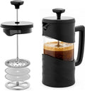 OVENTE French Press Coffee Maker 20 Ounce with Heat Resistant Borosilicate Glass & Stainless Steel 4-Level Filtration System, Portable Cold Brew Coffee Maker for Travel, Camping or Gift, Black FPW20B