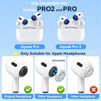 4 Pairs Replacement Ear Tips for AirPods Pro 2nd/1st Generation with Portable Storage Box & Cleaner Pen,Noise Reduction Holewith & Built-in dust Guard Screen,Silicone EarTips(N-Blue)