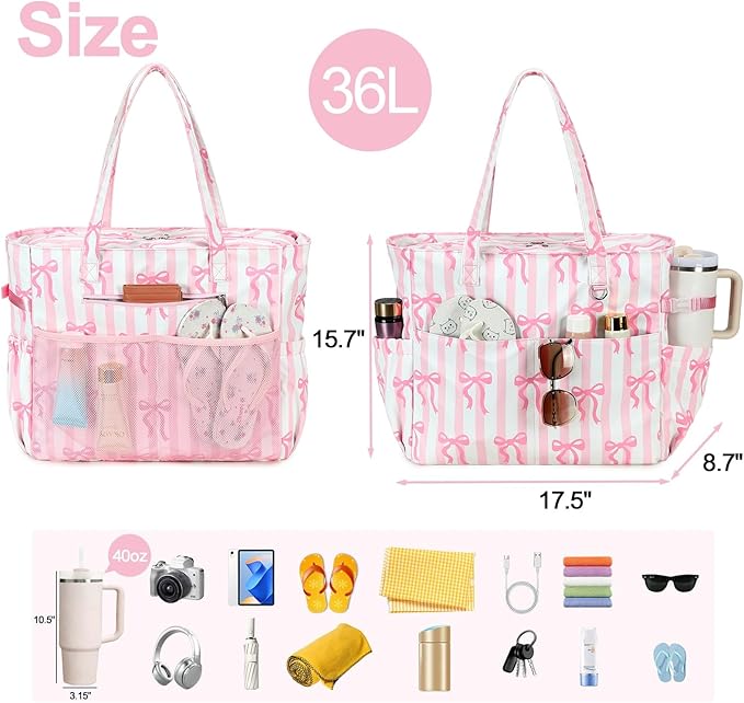 Bluboon Waterproof Beach Tote Pool Bags for Women Ladies Extra Large Carry On Bag With Wet Compartment for Weekender Travel