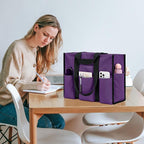Becokan Large Tote Bag for Women Waterproof with 12 Pockets Top Zipper Closure Utility Teacher Nurse Bags for Work School