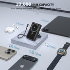 10000mAh Magnetic Wireless Power Bank Fast Charging , Mag-Safe Protable Charger Bulit in USB C Cable and Stand 22.5W PD USB C Fast Charger,Magnetic Battery Pack for iPhone 17 Pro/17 Air/16/15/14/13/12