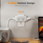 Surge Protector Outlet Extender, TESSAN 1800J Multi Plug Wall Outlet with 4 Widely Outlet Splitter, 3 Sided Multiple Wall Plug Expander for Home Office Kitchen Dorm Room Essentials
