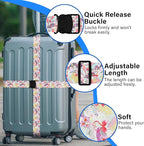 Luggage Straps for Suitcases, Travel Adjustable Belt with Quick Release Buckle, Heavy Duty Nylon Bag Packing Strap, Unique Bright Identifiers Business Travel Accessories (2 Pack) - Flamingo