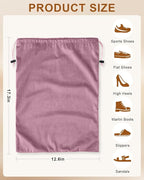 FantasyLife Shoe Bags for Travel, Washable Dust Bags for Storage & Packing, Flannel Shoe Pouch with Drawstring Closure for Purses, Handbags, Shoes & Toys (2, Parfait Pink, 17.3"x12.6")