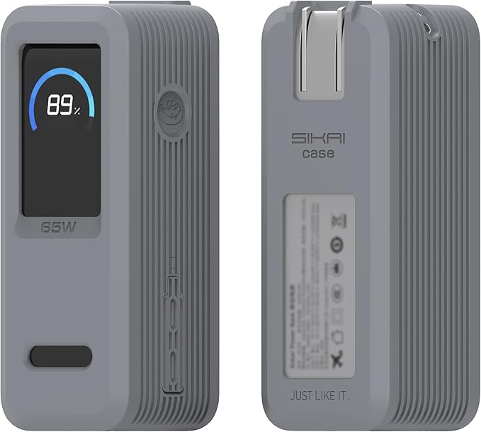 SIKAI CASE Silicone Case for Anker Prime Power Bank 9,600mAh 65W Raised Edges Design for AC Plug Integrated Dust Plug Precise Opening Compatible with Anker 65W Prime Power Bank Protective Case (Gray)