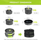 Alocs Camping Cookware Set - Lightweight Camping Pots and Pans - Portable Outdoor Cookware with Kettle - Camping Cookware Mess Kit for 2