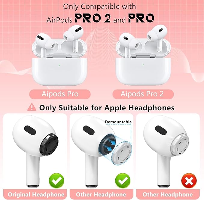 4 Pairs Replacement Ear Tips for AirPods Pro 2nd/1st Generation with Portable Storage Box & Cleaner Pen,Noise Reduction Holewith & Built-in dust Guard Screen,Silicone EarTips(Black)