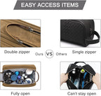 BAGSMART Toiletry Bag for Men, Canvas Travel Toiletry Organizer Dopp Kit Water-resistant Shaving Bag for Toiletries Accessories,Khaki-Large