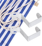 PATIKIL Foot Hammock Under Desk, Adjustable Foot Rest Sling with Hooks Portable Desk Footrest for Airplane Travel Home Office, Blue White Style 1