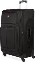 SWISSGEAR Sion Softside Expandable Spinner Luggage Durable Lightweight Travel Suitcase, Black, Checked-Large 29-Inch
