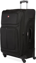SWISSGEAR Sion Softside Expandable Spinner Luggage Durable Lightweight Travel Suitcase, Black, Checked-Large 29-Inch