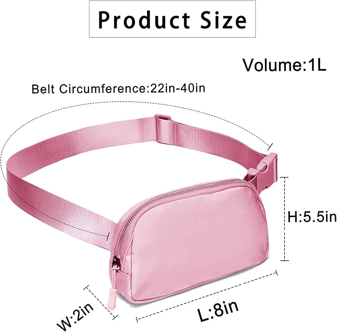 Amazerbst Fanny Pack, Everywhere Belt Bag,40 Inch Adjustable Strap for Women and Men,Waterproof