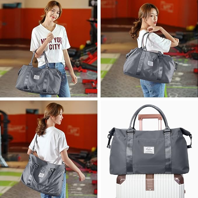 HYC00 Travel Duffel Bag,Carry-on Overnight Weekender Bags for Women,Sports Tote Gym Bag with Wet Pocket