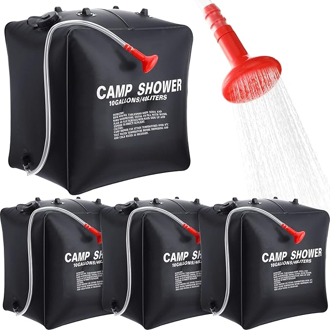Retisee 10 Gallons/ 40L Solar Camping Showers with Hot Water Portable Camping Shower Bag with Removable Hose Nylon Ropes for Outdoor Hiking Climbing Traveling