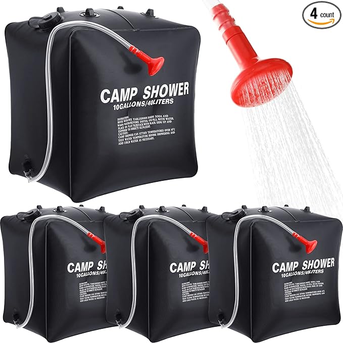 Retisee 10 Gallons/ 40L Solar Camping Showers with Hot Water Portable Camping Shower Bag with Removable Hose Nylon Ropes for Outdoor Hiking Climbing Traveling
