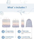 Narwey 6 Set/5 Set Compression Packing Cubes for Travel Kids Women Carry on, Packing Organizers Bag for Backpack Luggage Suitcase Duffle Bags